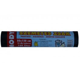 Szemeteszsák 80x120 160 literes fekete, 15 mikron 