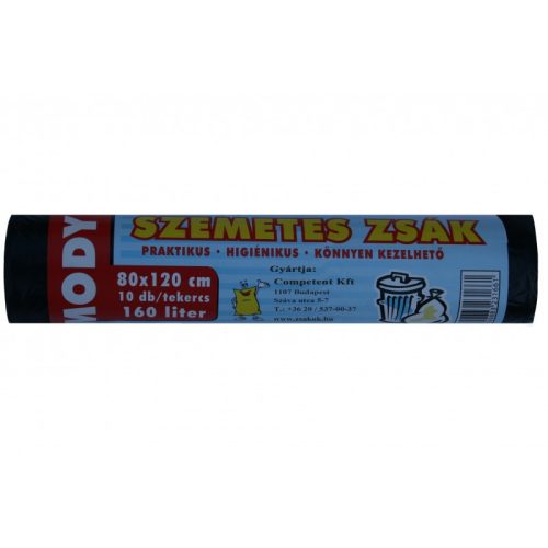 Szemeteszsák 80x120 160 literes fekete, 15 mikron 